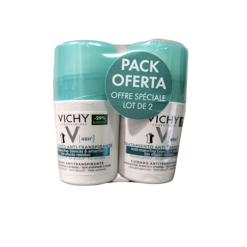 Vichy Desodorante Roll-on Antitranspirante 48h Antimanchas x2 unidades