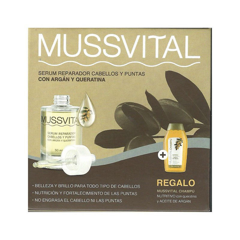Mussvital Sérum Reparador Cabellos y Puntas + Champú Nutritivo de Regalo