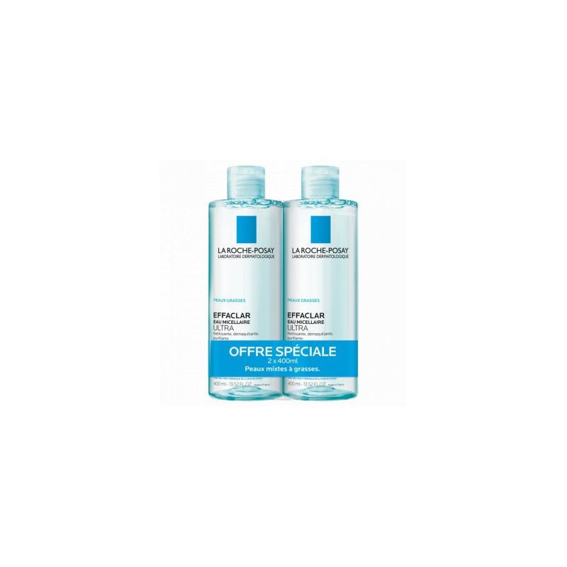 La Roche Posay Agua Micelar Purificante 400 ml x2 unidades Piel Mixta-Grasa