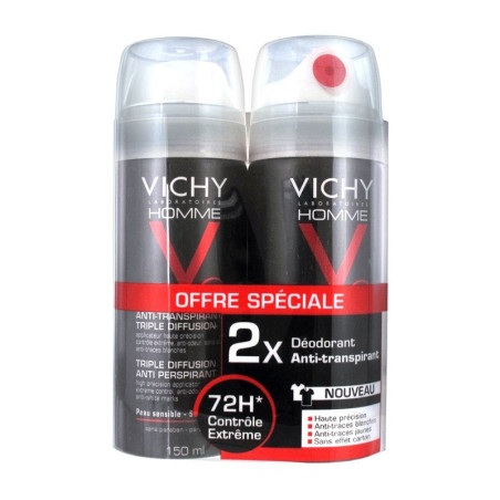 Vichy Homme Desodorante Spray Triple Diffusion 150ml x2 unidades