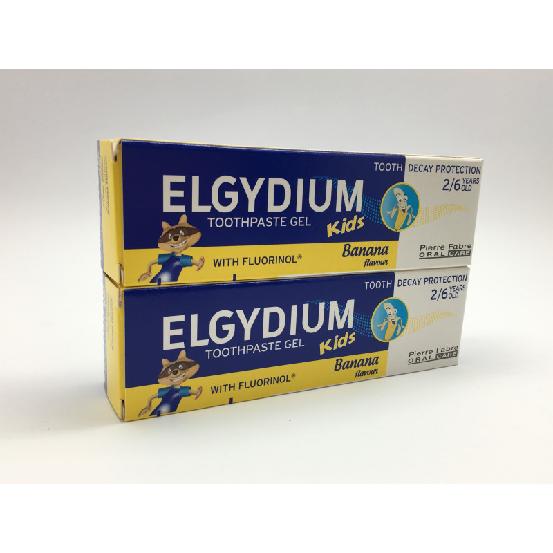 Elgydium kids sabor platano 2/6años X2