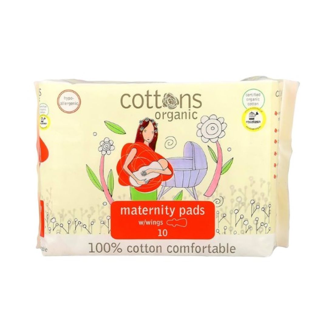 Cottons Maternity Compresas con Alas 10ud