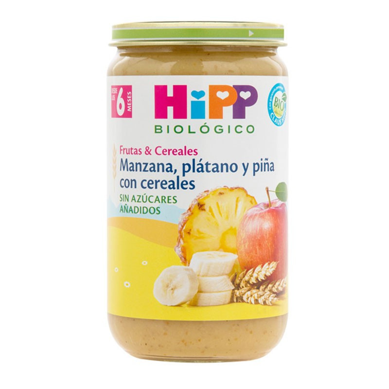 Hipp Biológico Potito Manzana, Plátano, Piña y Cereales 250gr