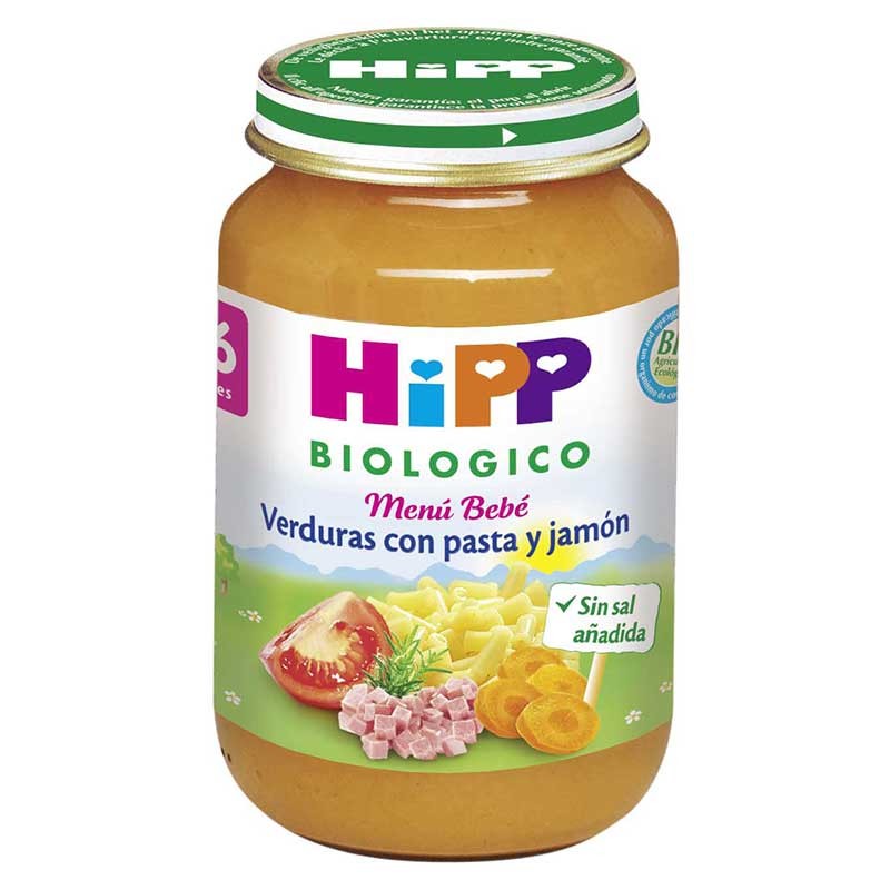 Hipp Biológico Potito de Hortalizas con Pasta y Jamón 190gr
