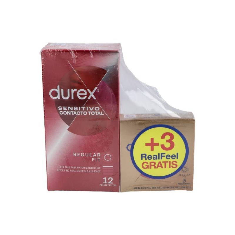 Durex Sensitivo Contacto Total 12 preservativos + 3ud de Regalo