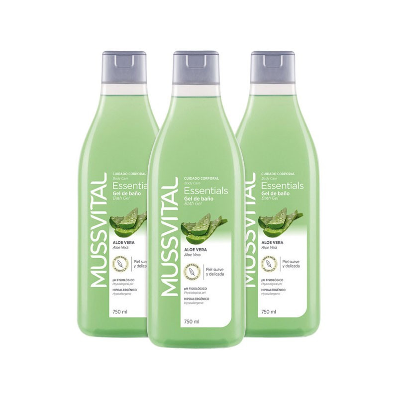Mussvital Essentials Gel de Baño Aloe Vera 750ml Pack 3 Unidades