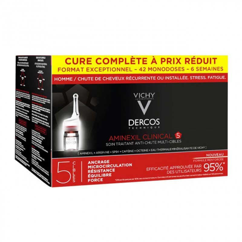 Dercos Aminexil Clinical 5 Tratamiento Anticaída Hombre 42 monodosis