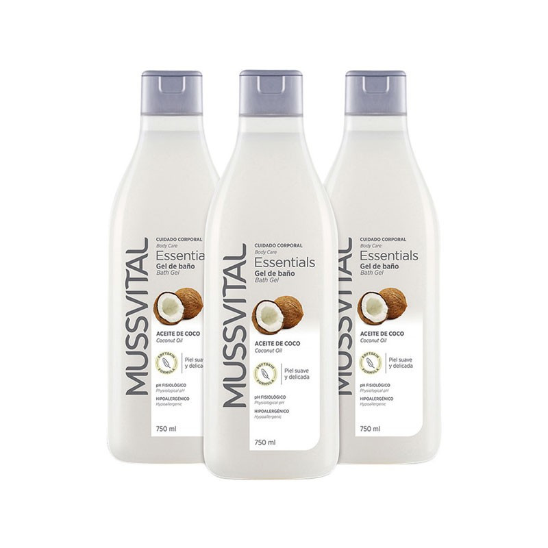 Mussvital Essentials Gel de Baño Coco 750ml x3 unidades