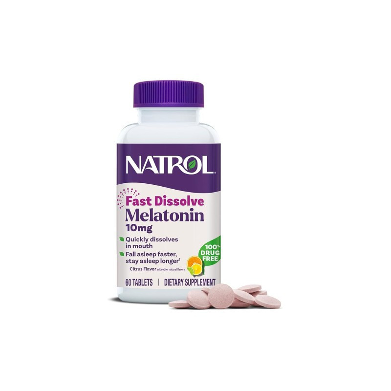 NATROL MELATONINA 10MG FAST DISSOLVE SABOR LIMÓN 60 COMPRIMIDOS