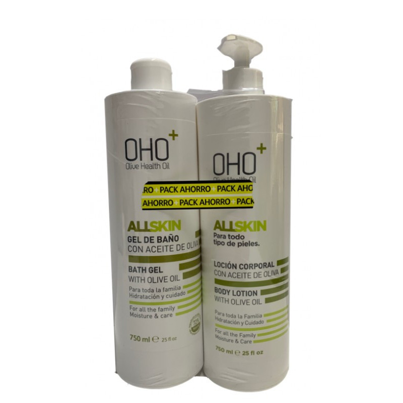 OHO GEL DE BAÑO + LOCIÓN CORPORAL CON ACEITE DE OLIVA 750ML + 750ML