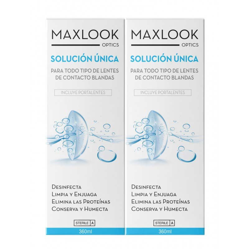 MAXLOOK SOLUCIÓN ÚNICA LENTES CONTACTO BLANDAS 360ML X 2