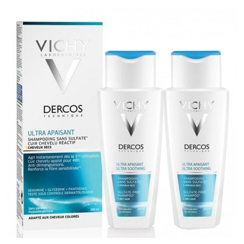 Dercos Champú Ultra Calmante Cabellos Secos 200ml Duplo