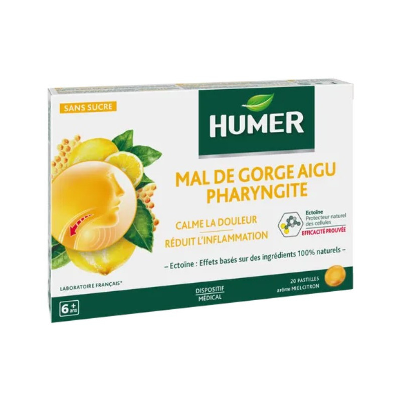 HUMER MAL GORGE PHARYNGITE MIEL CITRON 20 PASTILLES