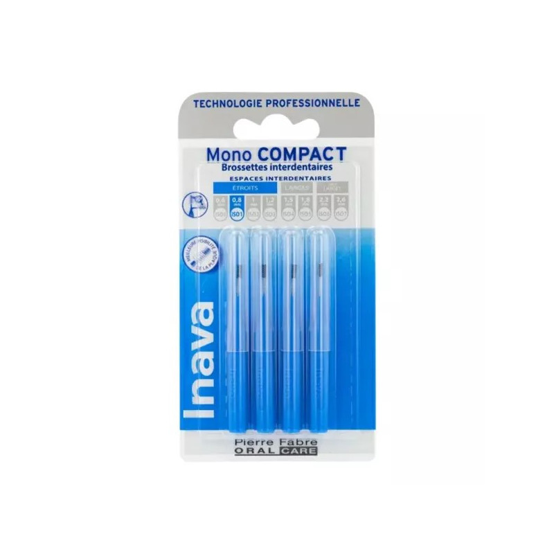 Cepillos MONO COMPACT Azules 0.8mm ISO1 - Espacios Interdentales Estrechos - Caj