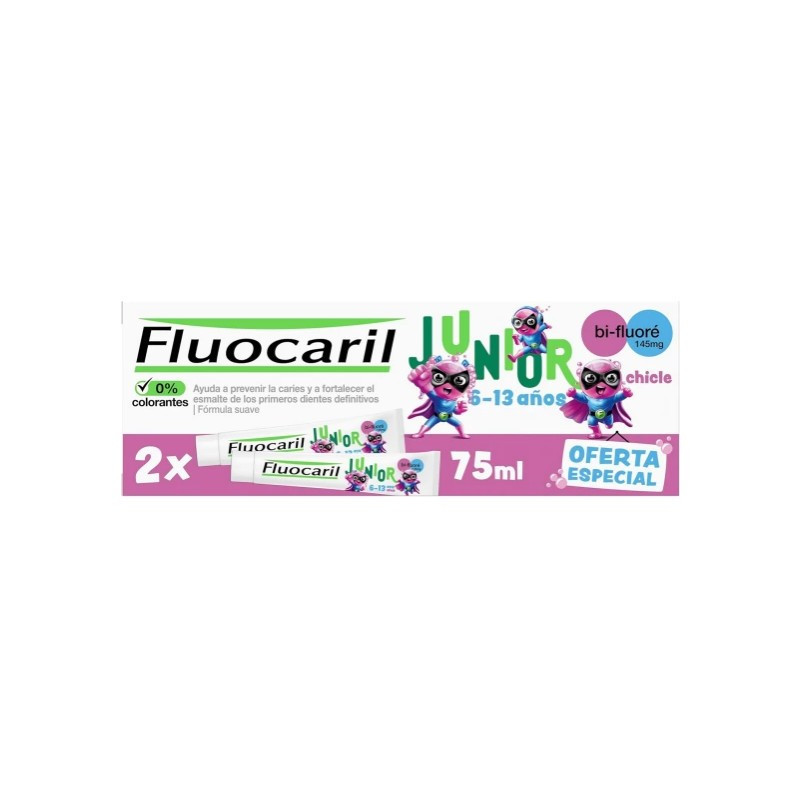 Fluocaril Junior Dentífrico Sabor Bubble 6-12 años 75ml x2 unidades