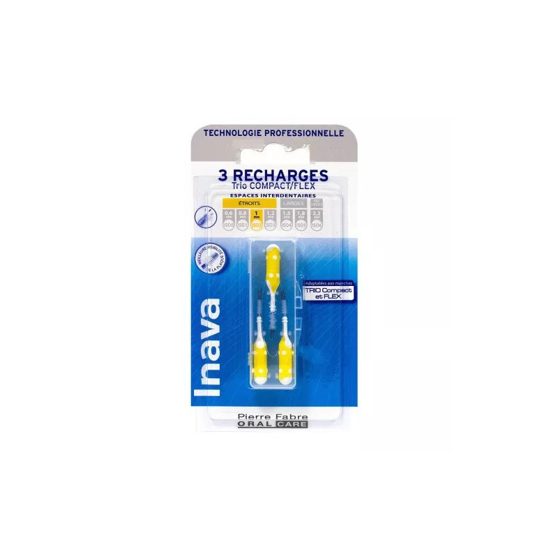 InavaTrio Cepillos 3 Recambios Para Trio Compact/Flex - Tamaño: ISO2 1 mm