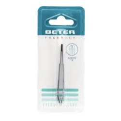 BETER PINZA DE DEPILAR CROMADA CON PUNTA OBLICUA  24017