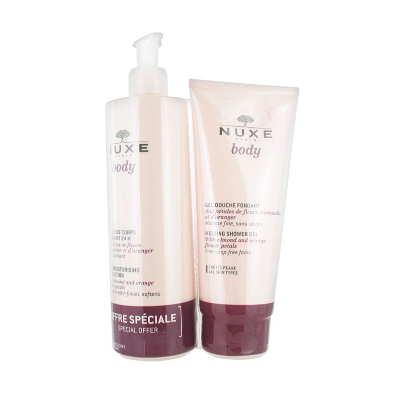Nuxe Body Leche Fluida Hidratante 24h 400ml + Gel de Ducha Pétalos de Rosa 200ml