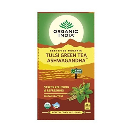 Organic India Tulsi Green Tea Ashwagandha 25 infusiones