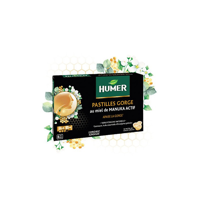 HUMER Pastillas para la Garganta con Miel de Manuka Activa – 16 pastillas