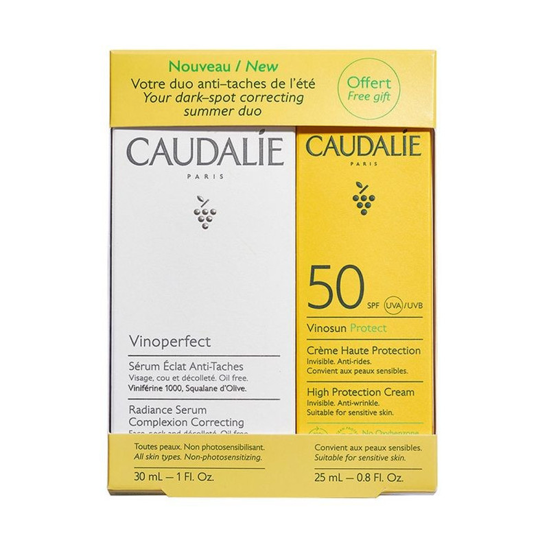 Caudalie Cofre Crema Solar Facial Antiarrugas Spf50 + Serum Vinoperfect Caudalie