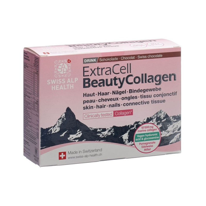 Swiss Alp Health Extra Cell para piel, cabello y uñas, sabor a chocolate