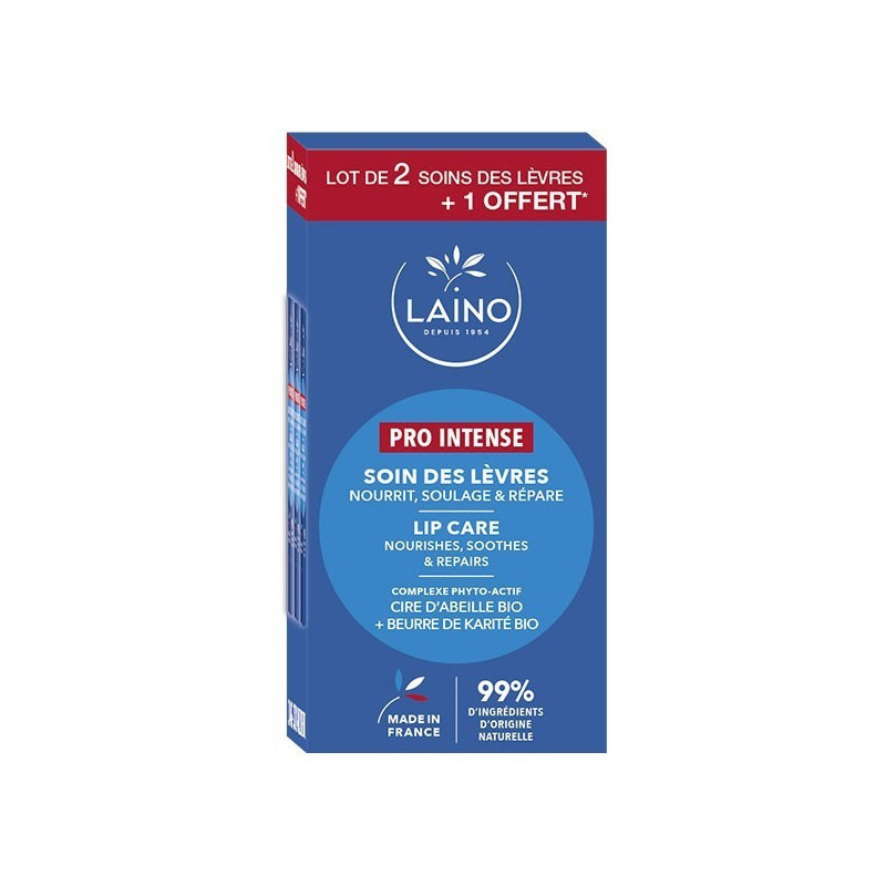 Laino Pro Intense Cuidado Labial Sin Aceite Mineral Lote 2X4g + 1 Gratis