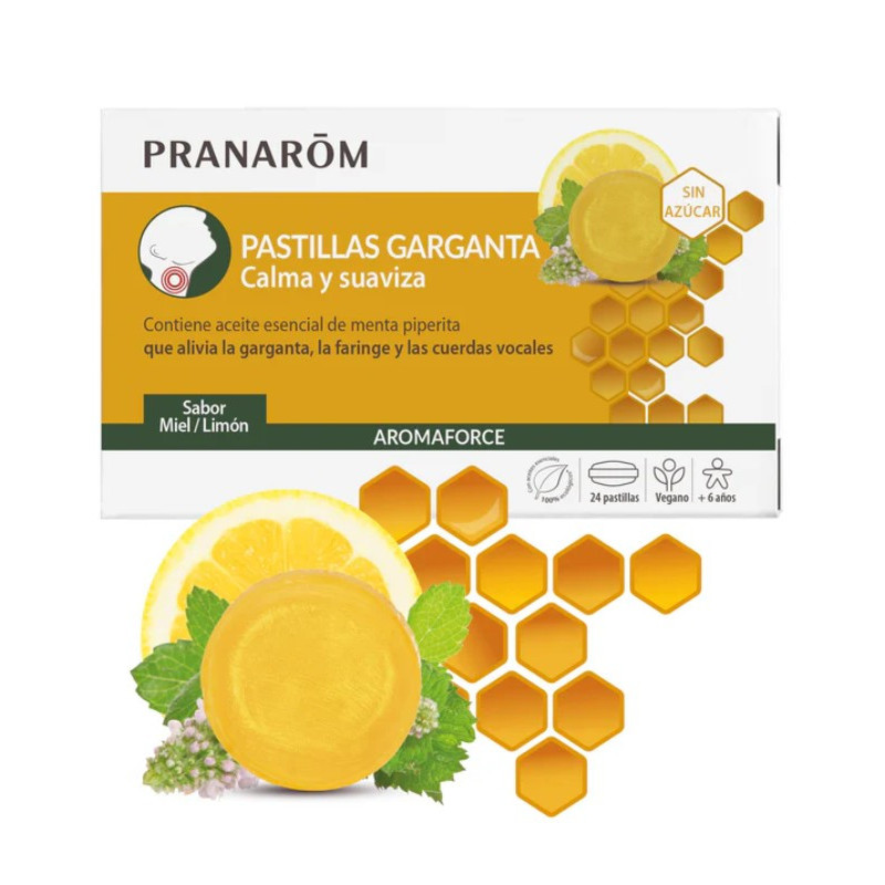 PRANAROM AROMAFORCE GARGANTA MIEL LIMÓN 24 PASTILLAS
