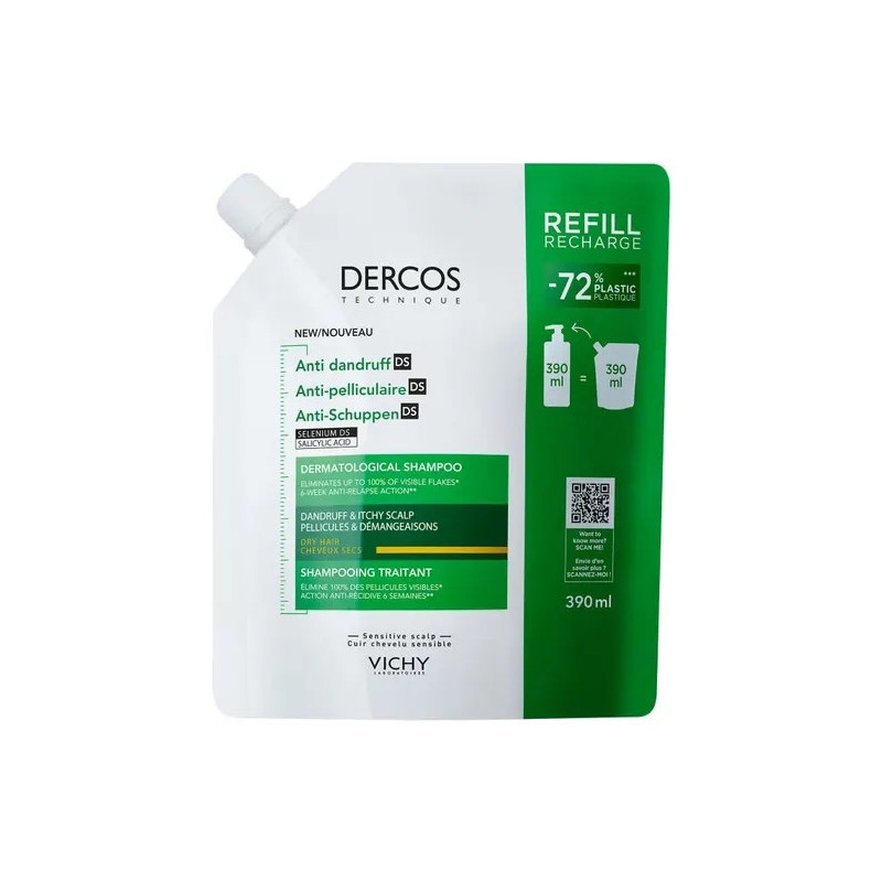 DERCOS CHAMPU DS ANTICASPA SECA 390ML RECARGA