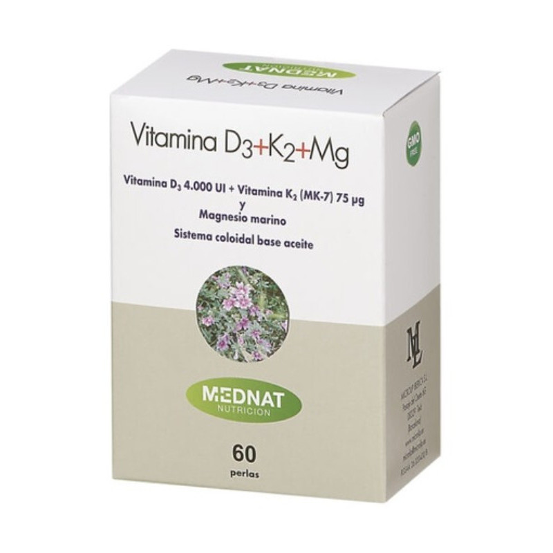 MEDNAT VITAMINA D3+K2+MG 60 PERLAS