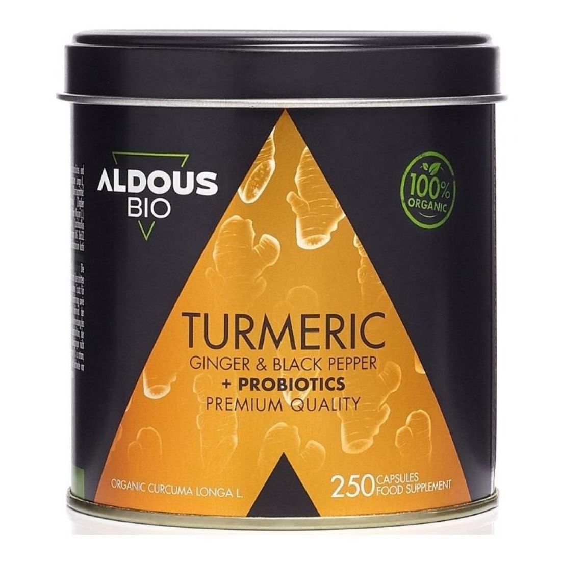 ALDOUS BIO Cúrcuma con Jengibre y Pimienta Negra con Probióticos 250 cápsulas