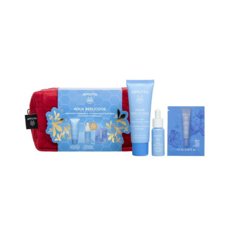 Pack Navidad Apivita Aquabeelicious: Gel Crema+ Booster + mini talla ojos