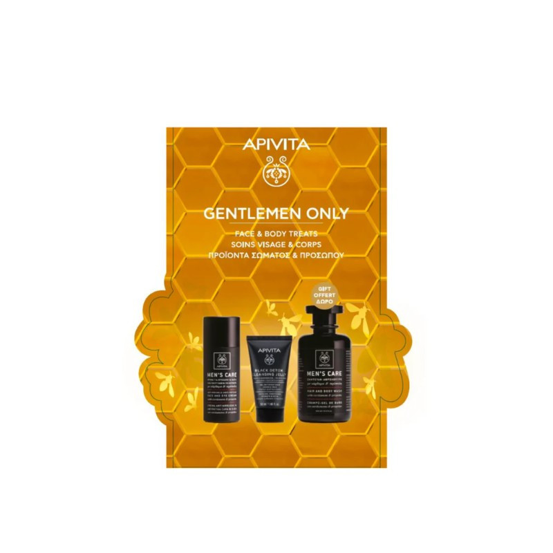 APIVITA PACK Hombre, Crema Facial Antifatiga + Gel Limpiador