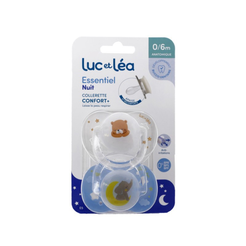 Luc et Léa Duo Sucette Essentiel Nuit 0-6 Mois