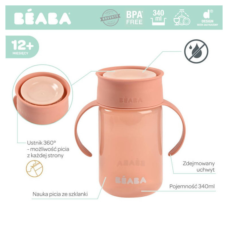 Taza de entrenamiento Beaba 360° rosa