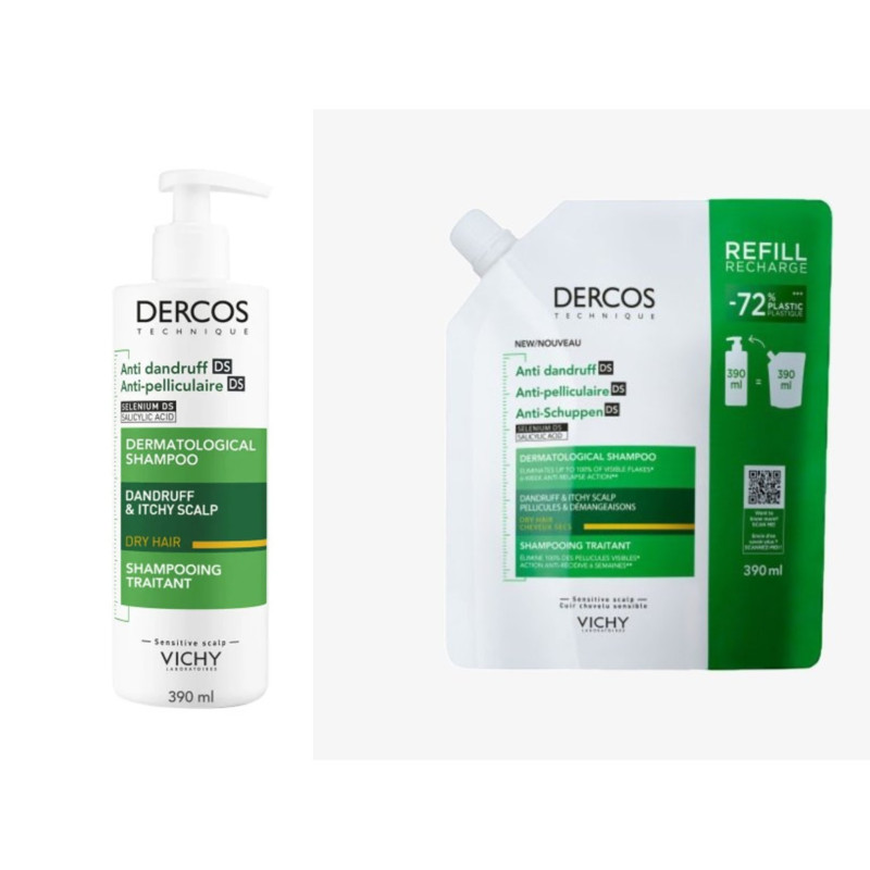 Vichy Dercos Champu Anticaspa Cabello Seco Pack 390ml+ refill