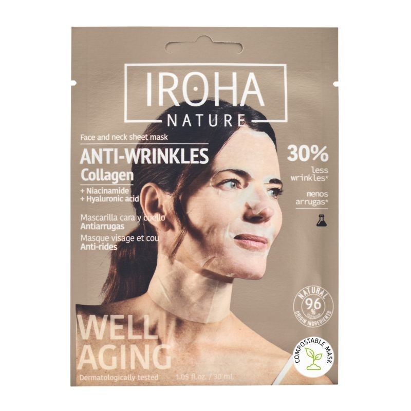 iroha nature mascarilla cara y cuello antiarrugas