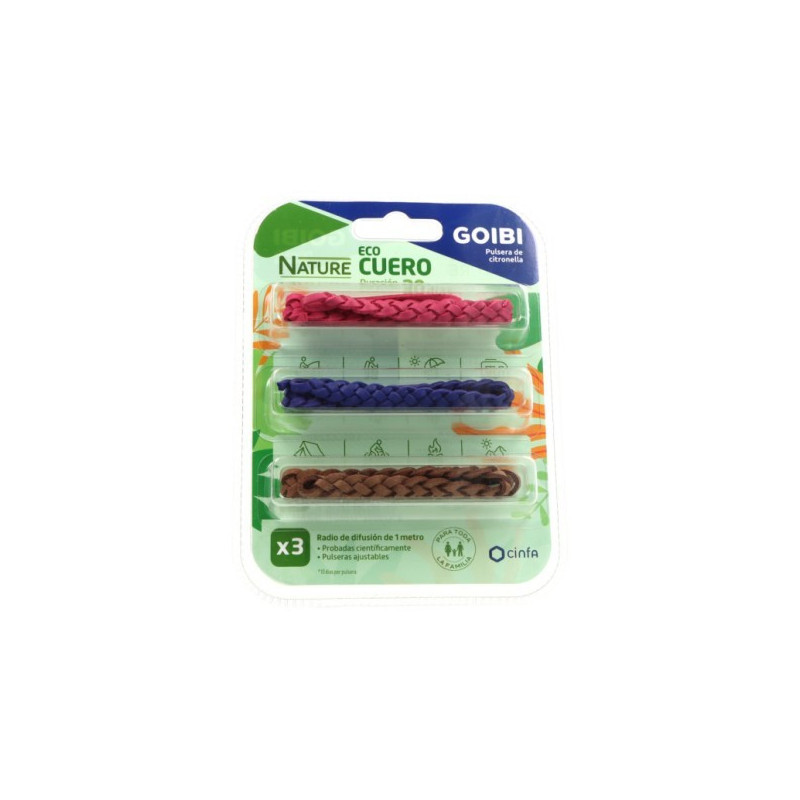Goibi Pulsera De Citronera nature Eco Cuero X3