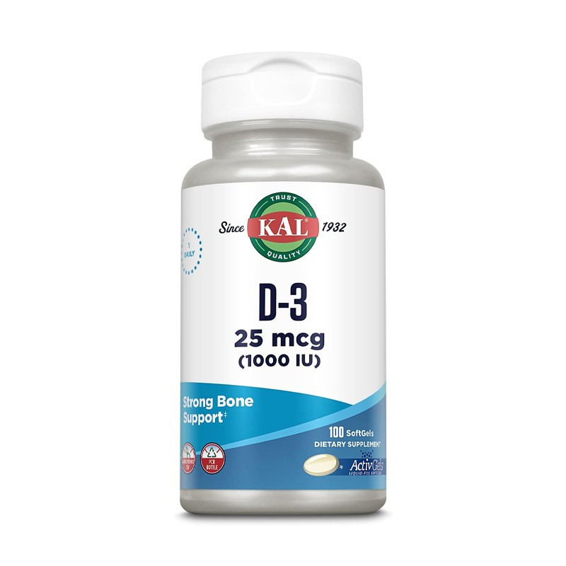 SOLARAY KAL VITAMINA D3 25 MCG (1000UI) 100 SOFTGELS