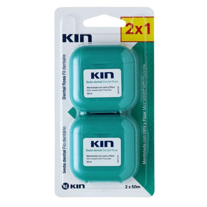 KIN SEDA DENTAL MENTOLADA CON CERA Y FLÚOR 2X1 50 METROS