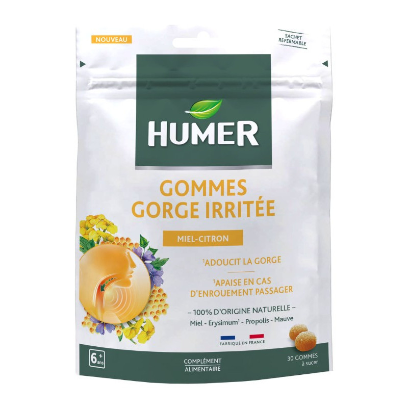 HUMER GOMAS GARGANTA IRRITADA 30 GOMAS +6 AÑOS 81GR