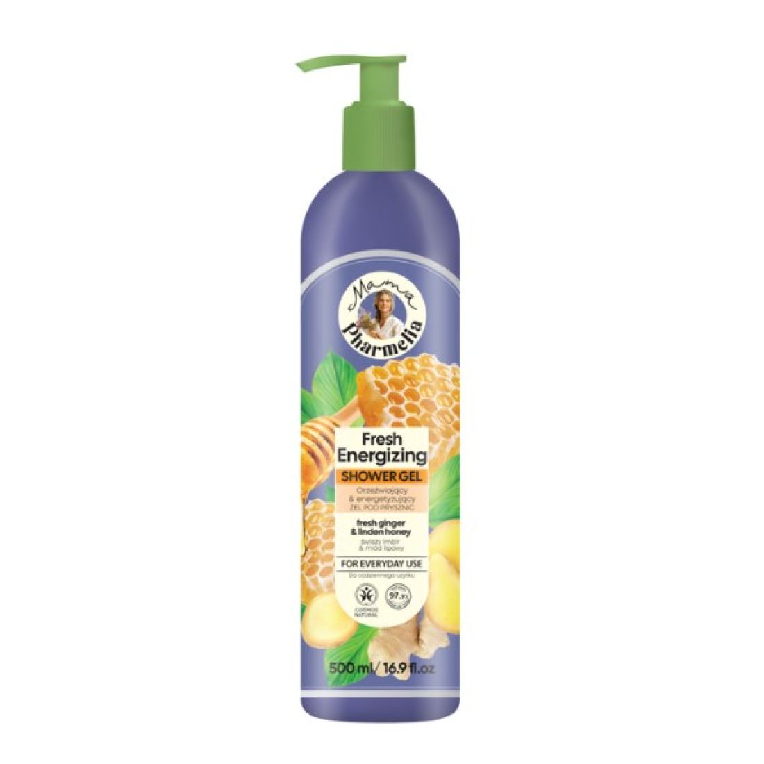 MAMA PHARMELIA FRESCO ENERGIZANTE GEL DE DUCHA JENGIBRE Y MIEL DE TILO 500ML