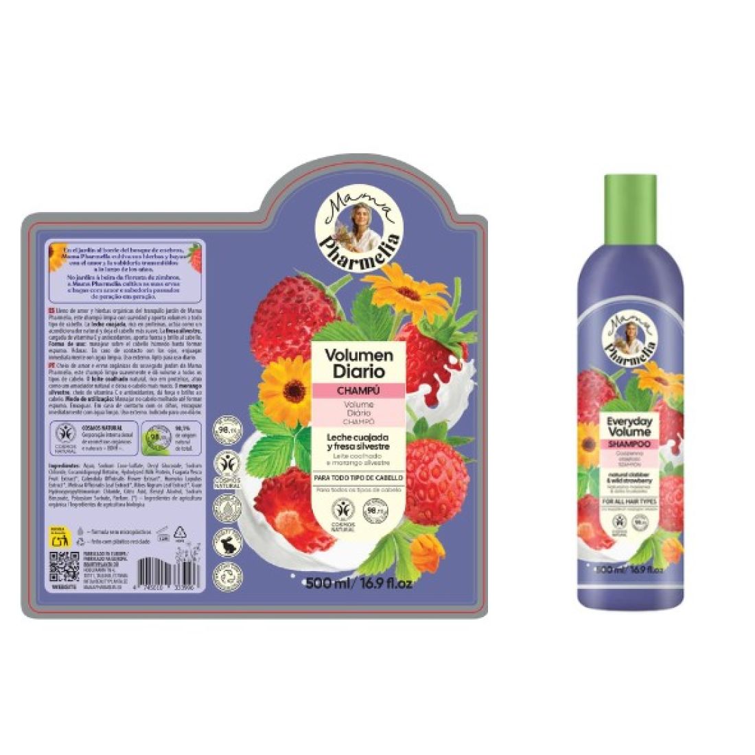 MAMA PHARMELIA VOLUMEN DIARIO CHAMPU LECHE CUAJADA Y FRESA 500ML