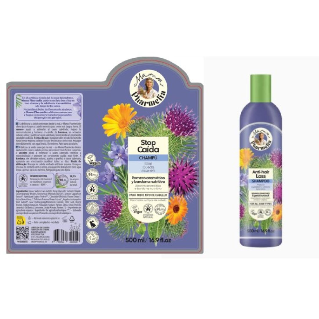 MAMA PHARMELIA STOP CAIDA CHAMPU ROMERO Y BARDANA 500ML