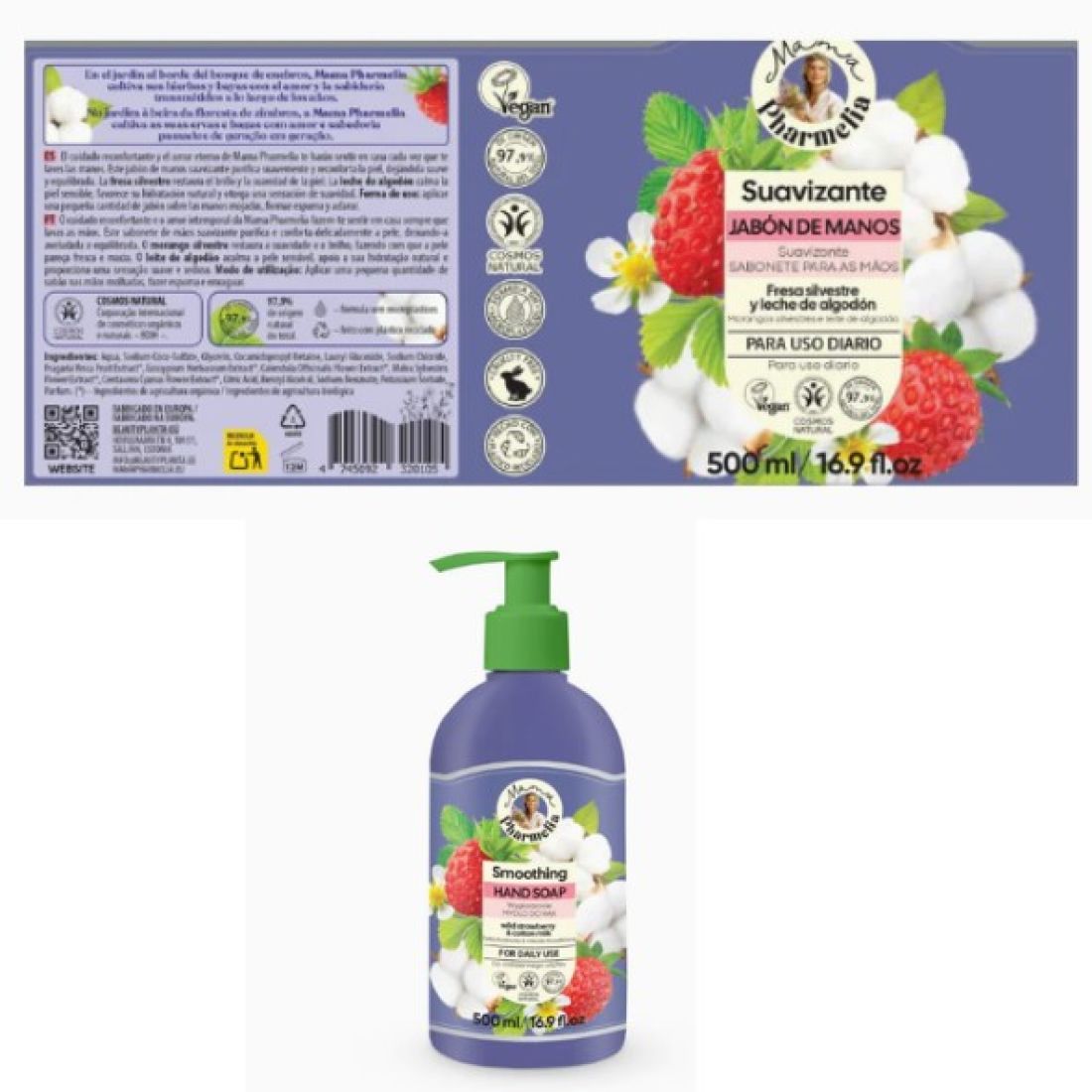 MAMA PHARMELIA SUAVIZANTE JABON DE MANOS FRESA SILVESTRE 500ML