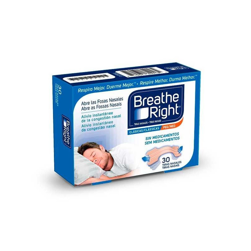 Breathe Right® Tiras Nasales clasicas peq/med 30 tiras