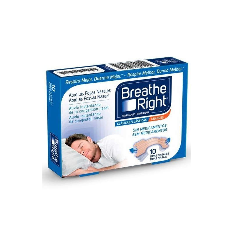 Breathe Right Tiras nasales clasicas grandes 10 tiras