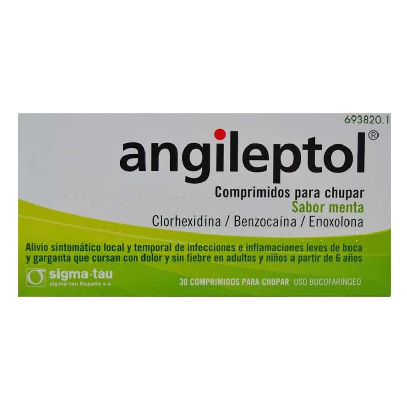 Angileptol Dolor de Garganta 30 comprimidos para chupar Menta 