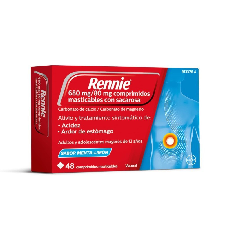 Rennie Molestias Gástricas 48 Comprimidos Masticables Sabor Menta Limón