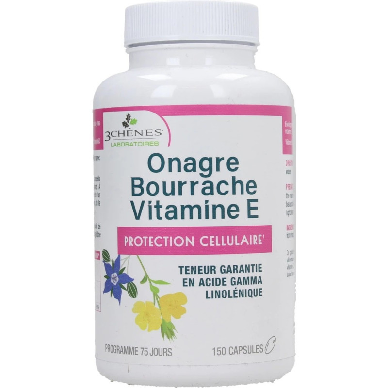 Les 3 Chénes Aceite de Onagra con Vitamina E 150 cápsulas